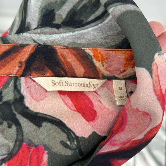 Soft Surroundings Provincia Green Floral 1/4 Sleeve Maxi Women's Dress Medium - Picture 9 of 10